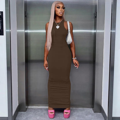 Ribbed Sexy Y2K Clothes Sleeveless Dresses For Women Party Streetwear Elegant Outfits