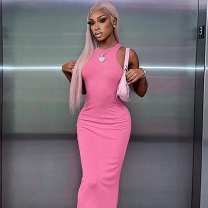 Ribbed Sexy Y2K Clothes Sleeveless Dresses For Women Party Streetwear Elegant Outfits