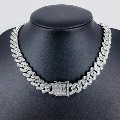 Cuban Link Iced Out Necklace 14MM width Rhinestones Chain CZ Cuban Chain Necklace