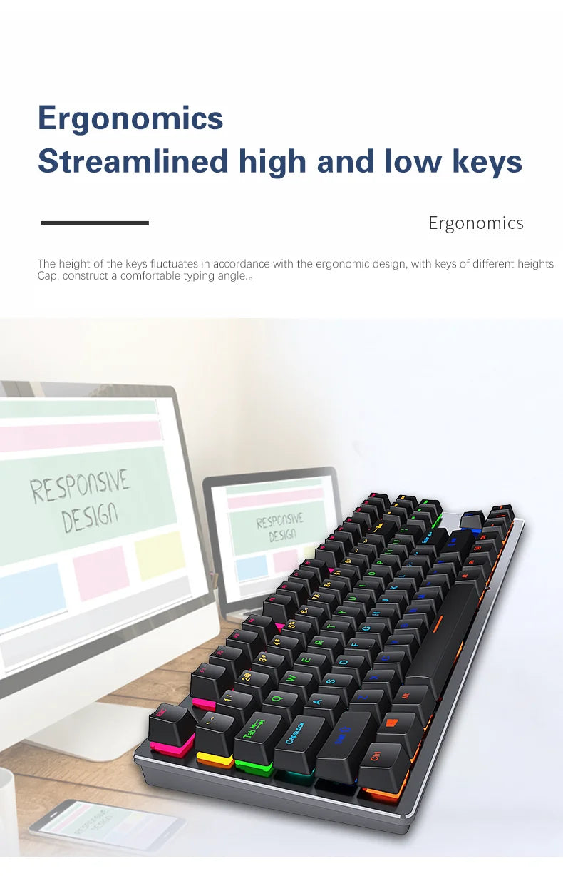 Mini Backlit RGB Gaming Mechanical Keyboard Gamer Mechanic Kit Custom