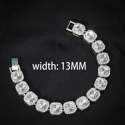 New Miami Iced Out Cuban Link Chain Bracelet For Men&Women Full Rhinestones Charms Hip Hop Jewelry 13mm Crystal Chain Party Gift