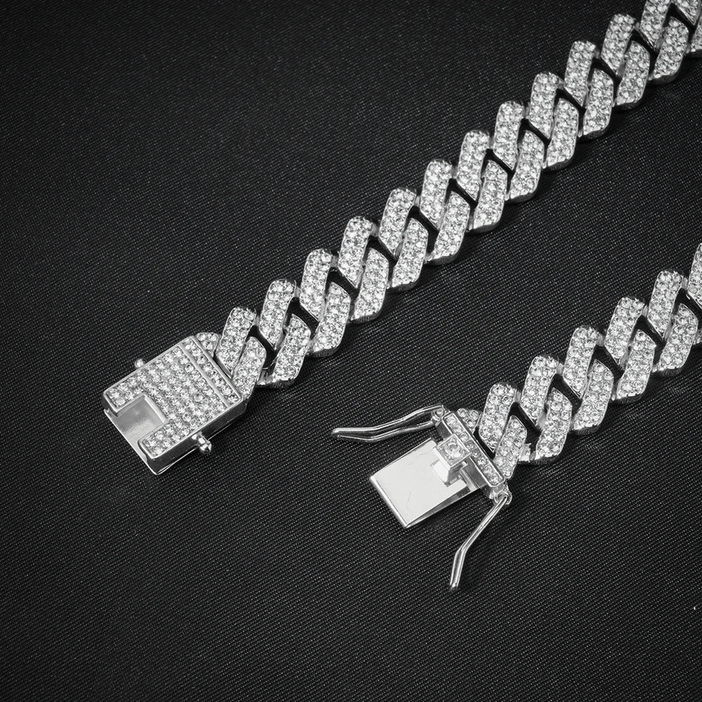 New Miami Iced Out Cuban Link Chain Bracelet For Men&Women Full Rhinestones Charms Hip Hop Jewelry 13mm Crystal Chain Party Gift