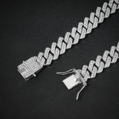 New Miami Iced Out Cuban Link Chain Bracelet For Men&Women Full Rhinestones Charms Hip Hop Jewelry 13mm Crystal Chain Party Gift