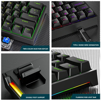 Mini Backlit RGB Gaming Mechanical Keyboard Gamer Mechanic Kit Custom