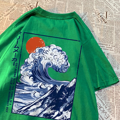 Get Along With The Time Mens Oversize Short Sleeve Quality T Shirts Casual Soft Tops