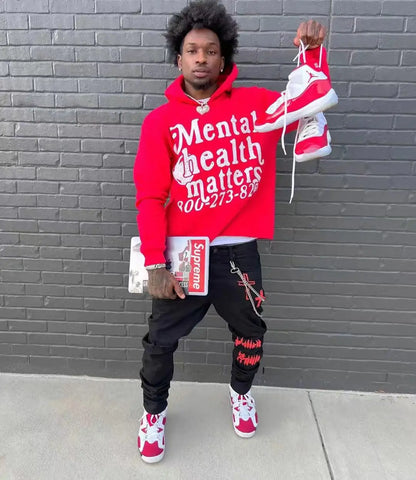 High Street Trendy Streetwear Harajuku Retro Letter Print Colorful Hoodie Men Casual Oversized Sweatshirt Women