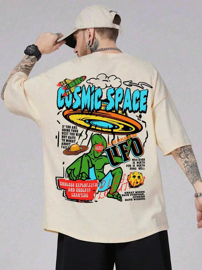 Cosmic Space Ufo Aliens Graphic Printed Male Tops Fashion Street T-ShirtCasual Cotton Tshirt Oversized Loose Tees