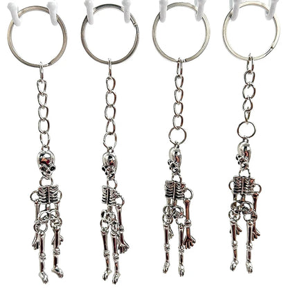 Skull Keychain Punk Multi-jointed Skeleton Keyring Car Charms Gothic Horror Pendant Halloween Ghost Head Jewelry Couple Gift