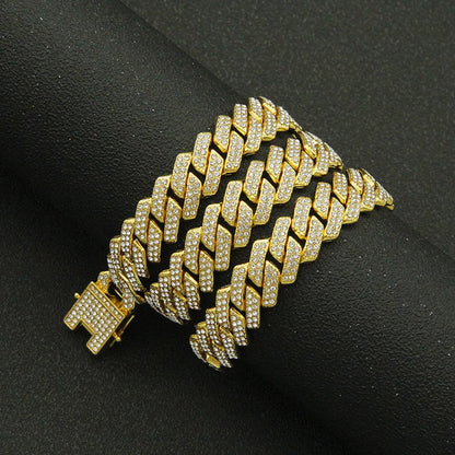 Cuban Link Iced Out Necklace 14MM width Rhinestones Chain CZ Cuban Chain Necklace