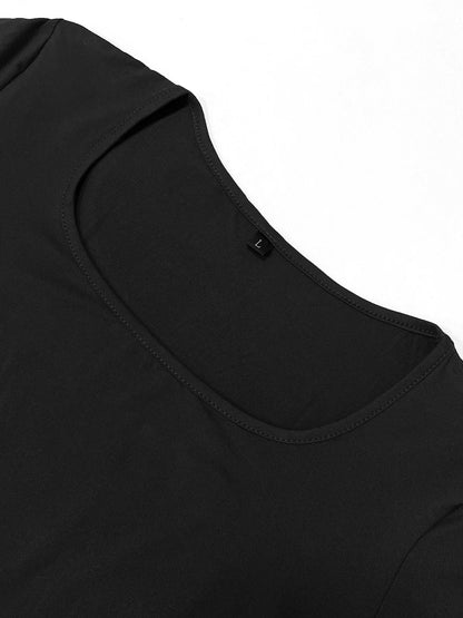 Women's Solid Long Sleeve Dress, Basic Minimalist Causual Fashion Scoop Neck Long Dress, Womenswear