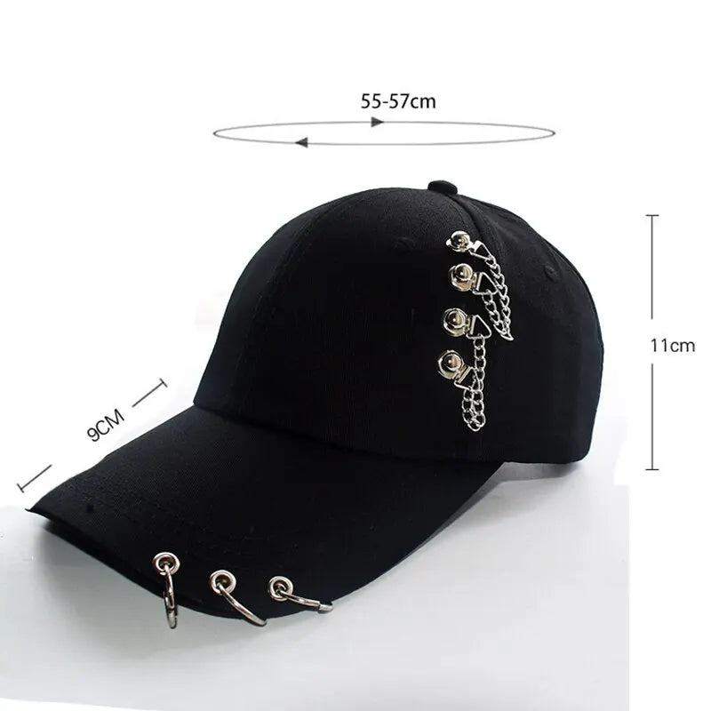 Women Men Snapback Adjustable Vintage Iron Chain Hats