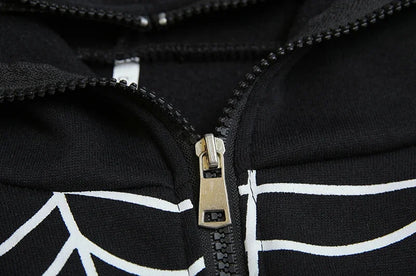 Cross Border Spider Web Zipper Sweater Women's Casual Trendy Hoodie