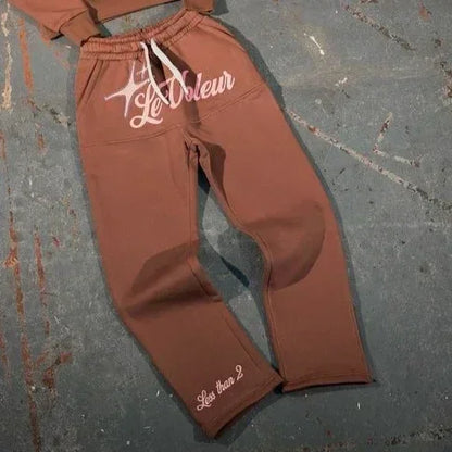 Neutral Street Hoodies and Jogging Sets, High Street Soft Sweatshirts and Pants Shorts Stylish Powder Blue and Brown Casual Wear