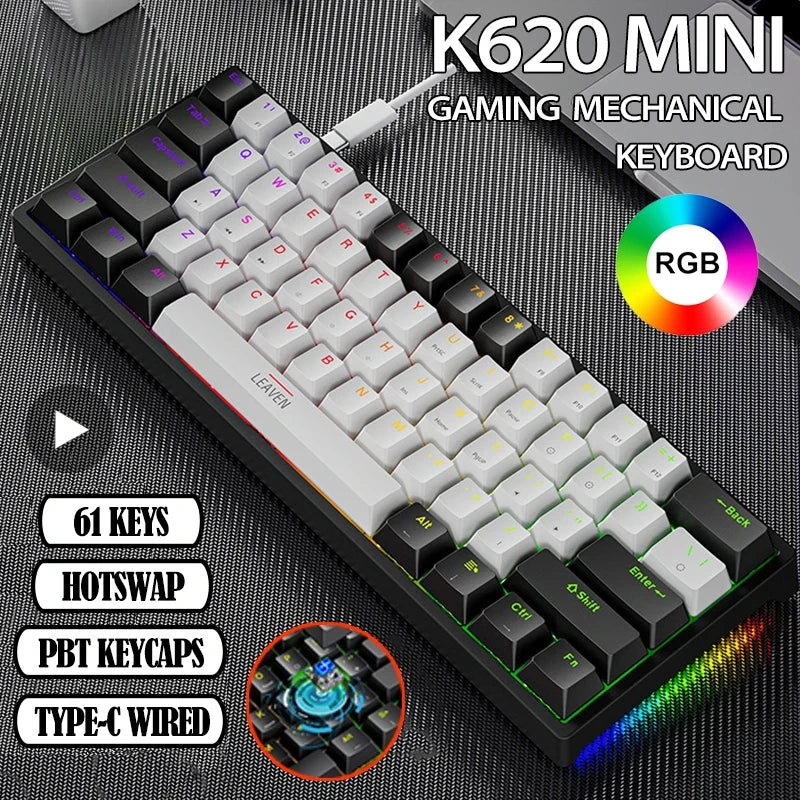 Mini Backlit RGB Gaming Mechanical Keyboard Gamer Mechanic Kit Custom