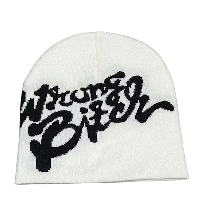Casual Skullies Y2k Ins Hip Hop Cap Cold Cap Men Women Beanie Bonnet Letter Printing Knitting Cap Hat Gothic Wool Acrylic Warm
