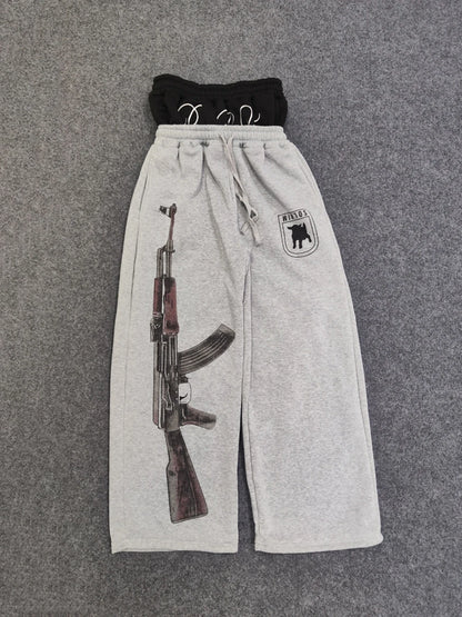 Y2K High-Waisted Printed Embroidered Street GuaLeg Double Waist Design Fashionablerd Pants Spring Summer Casual Straight