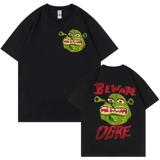 Classic Shrek Graphic Print Short Sleeve Oversized Double Print T Shirt Vintage 100% Cotton T-shirt Top