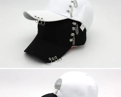 Women Men Snapback Adjustable Vintage Iron Chain Hats