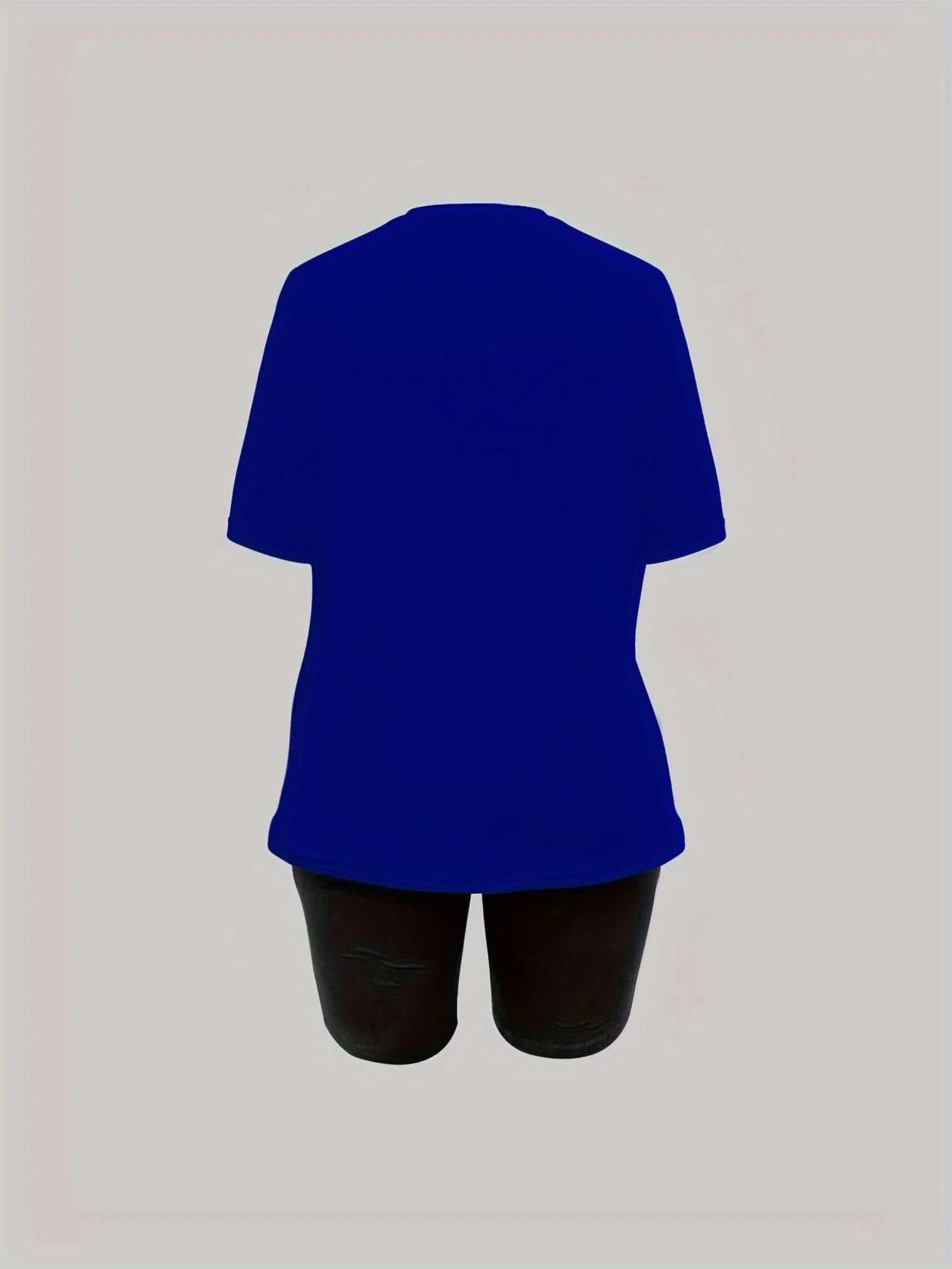 Women's casual loose fit large casual Graphic print round neck short sleeved T-shirt+shorts two-piece set