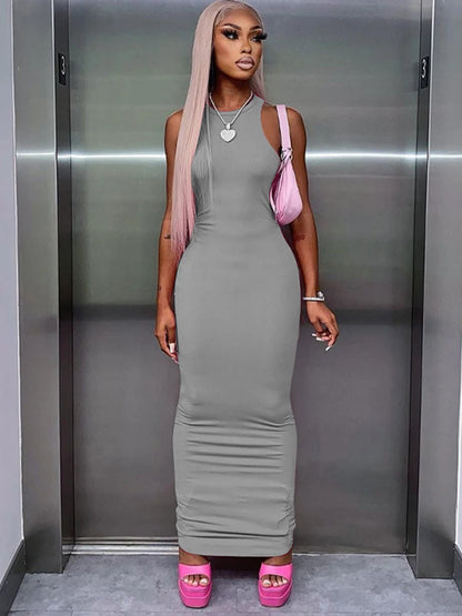 Ribbed Sexy Y2K Clothes Sleeveless Dresses For Women Party Streetwear Elegant Outfits