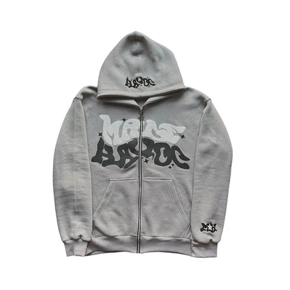 Y2k American Colorful Letter Print Zipper Hoodie Men Fashion High Street Oversized Sweatshirt Women Retro Casual Jacket