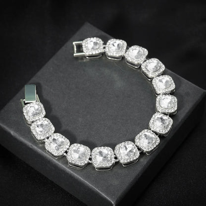 New Miami Iced Out Cuban Link Chain Bracelet For Men&Women Full Rhinestones Charms Hip Hop Jewelry 13mm Crystal Chain Party Gift