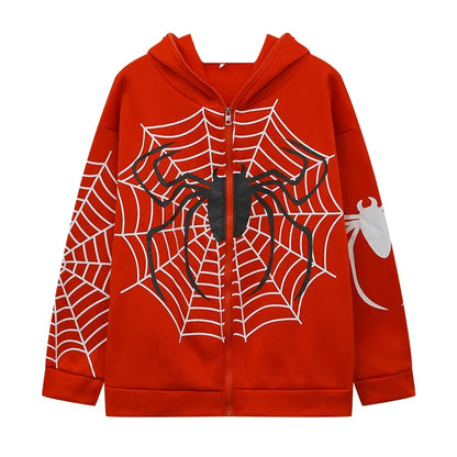 Cross Border Spider Web Zipper Sweater Women's Casual Trendy Hoodie