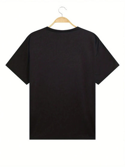Men's 100% Cotton Fashionable Casual Loose Large Size Letter Bear Printed Sports Round Neck Short Sleeve T-shirt Top