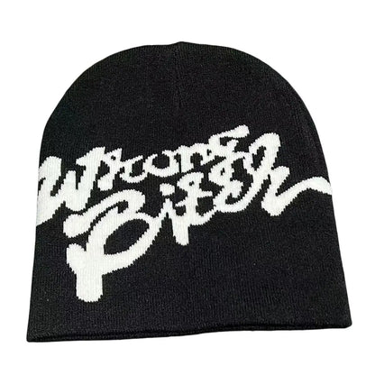 Casual Skullies Y2k Ins Hip Hop Cap Cold Cap Men Women Beanie Bonnet Letter Printing Knitting Cap Hat Gothic Wool Acrylic Warm