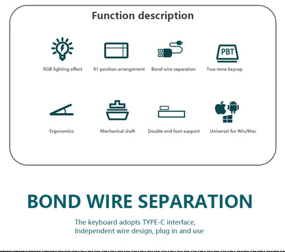 Mini Backlit RGB Gaming Mechanical Keyboard Gamer Mechanic Kit Custom