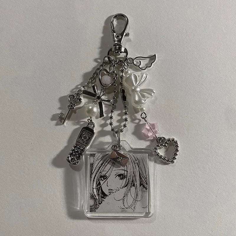 hachi keychains beaded phone charm y2k Handmade