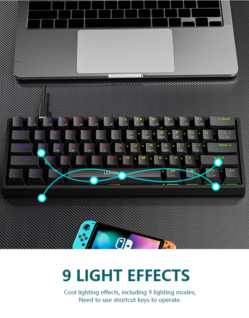 Mini Backlit RGB Gaming Mechanical Keyboard Gamer Mechanic Kit Custom