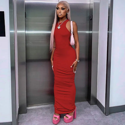 Ribbed Sexy Y2K Clothes Sleeveless Dresses For Women Party Streetwear Elegant Outfits