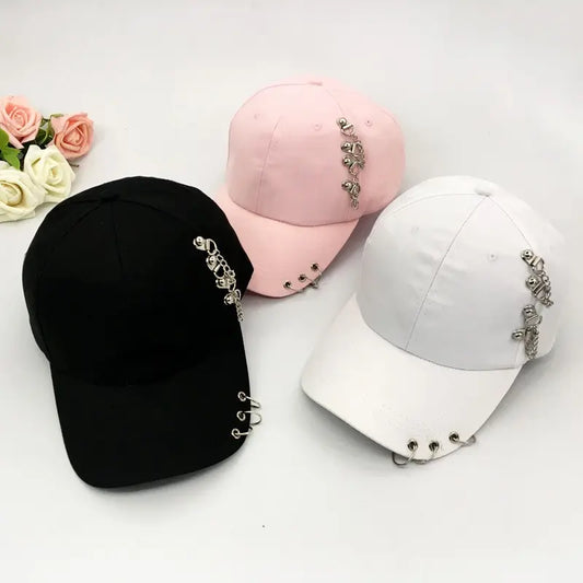 Women Men Snapback Adjustable Vintage Iron Chain Hats