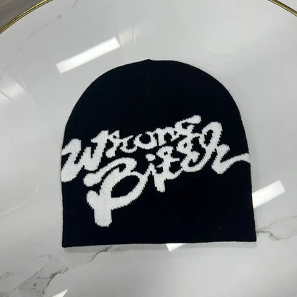 Casual Skullies Y2k Ins Hip Hop Cap Cold Cap Men Women Beanie Bonnet Letter Printing Knitting Cap Hat Gothic Wool Acrylic Warm