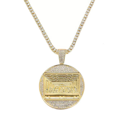 New Last Supper Pendant Cuban Chain Necklace With 14mm Iced Out Chain Fashion  Men Charm Pendant Necklaces Jewelry