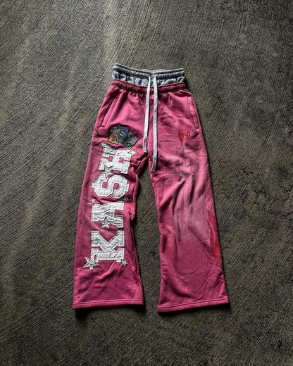 High Street Trendy Pants High Street Ins Trendy Brand Men's and Loose Straight Tube Embroidered Printed Casual Pants