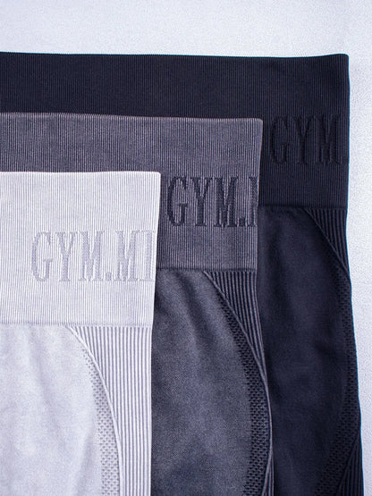 Women Seamless Gym High Waist Yoga Pants Lifting Outdoor Sports Tight Waist Letter Sand Washed Pants Exercise Yoga Leggings