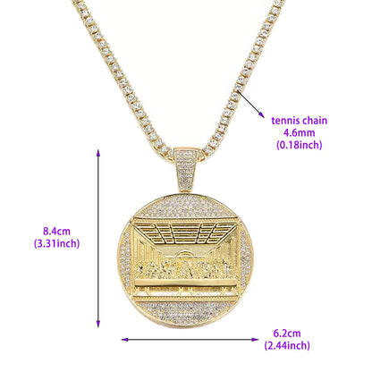 New Last Supper Pendant Cuban Chain Necklace With 14mm Iced Out Chain Fashion  Men Charm Pendant Necklaces Jewelry