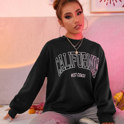 Woman Sweatshirts California West Coast Print Female hoodie Long Sleeves O-neck Pullovers Sporty and Rich Clothing