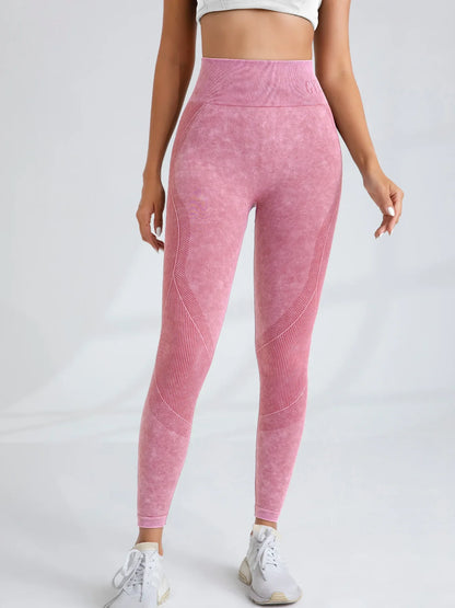 Women Seamless Gym High Waist Yoga Pants Lifting Outdoor Sports Tight Waist Letter Sand Washed Pants Exercise Yoga Leggings