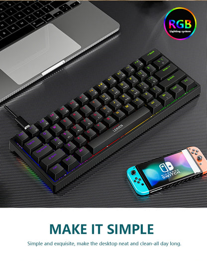 Mini Backlit RGB Gaming Mechanical Keyboard Gamer Mechanic Kit Custom