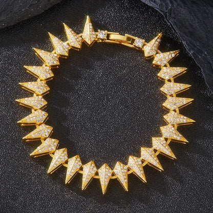 Shiny Cuban Link Chain Bracelet Women Men Gold Color Rhinestone Iced Out Chain Bracelets Jewelry