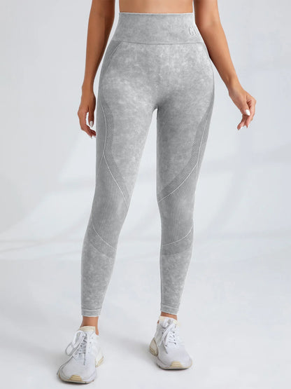 Women Seamless Gym High Waist Yoga Pants Lifting Outdoor Sports Tight Waist Letter Sand Washed Pants Exercise Yoga Leggings