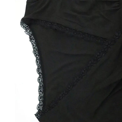 Women's T-shirtBlack Sexy V-Neck Lace T-shirt Streetwear Fashion Long Sleeves Female Versatile Casual Slim Tees Top