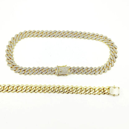 Cuban Link Iced Out Necklace 14MM width Rhinestones Chain CZ Cuban Chain Necklace