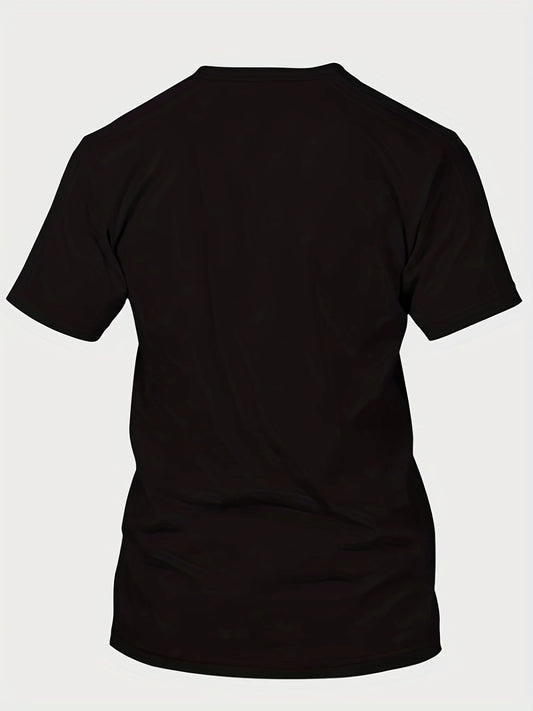 men's 100% cotton casual fit large A letter print round neck short sleeved T-shirt top