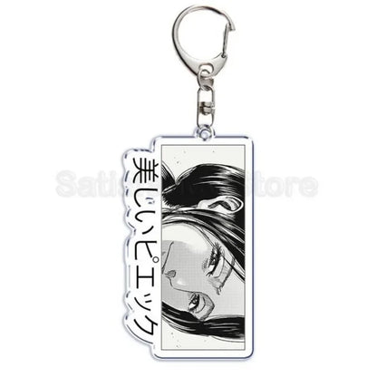 Hot Atan Allen Yeager Keychain Pendant Rtacking of The Giants Armin Arlert Levi Ackermole Playing Double Sided Acrylic Keyring