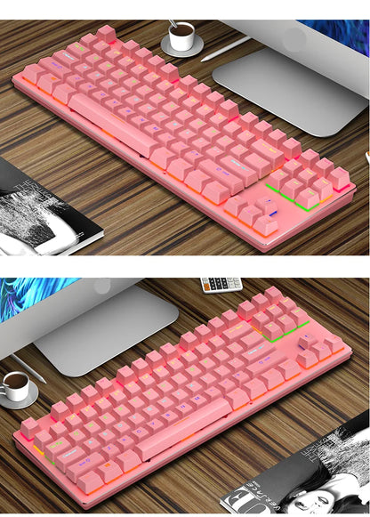 Mini Backlit RGB Gaming Mechanical Keyboard Gamer Mechanic Kit Custom