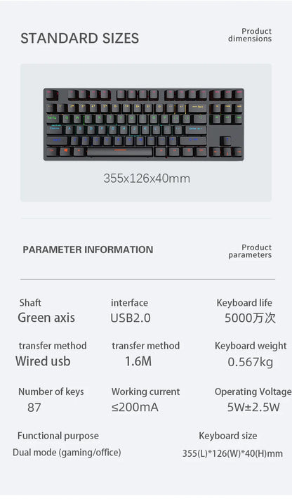 Mini Backlit RGB Gaming Mechanical Keyboard Gamer Mechanic Kit Custom